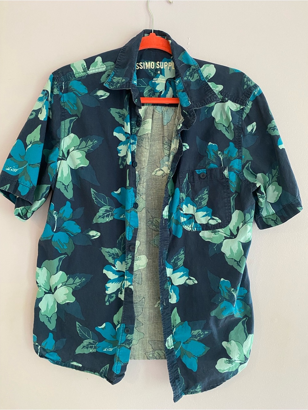 Mossimo Supply Co. Navy Short-Sleeve Floral Button-Down